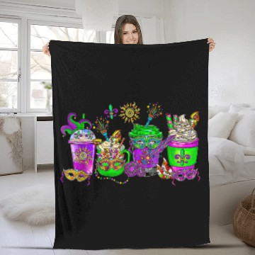 Discover mardi gras louisiana coffee drinks mardi gras beads Fleece Blankets