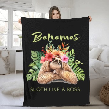 Discover Sloth Pet Bahamas Sloth Like a Boss Vacation Souvenir Fleece Blankets