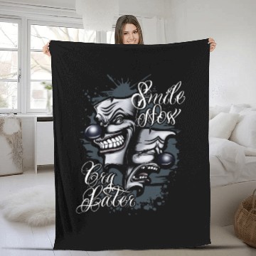Discover Smile Now Cry Later Chicano Tattoo art Fleece Blankets