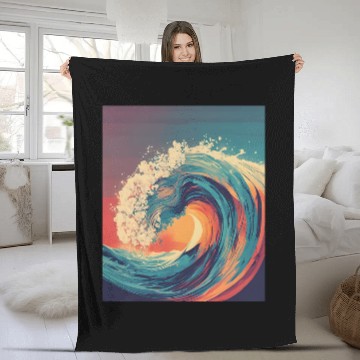 Discover Subdued Honolulu State Surf Art Fleece Blankets