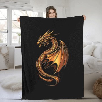 Discover Dragon Pet Copper Dragon Graphic Mythical Art Copper Dragon Fleece Blankets
