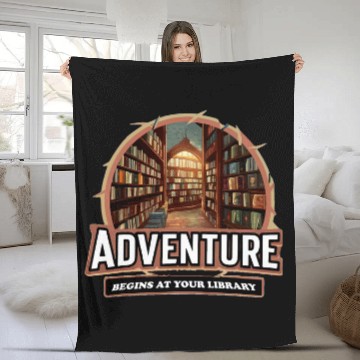 Discover Librarian Job Quote Adventure Begins At Your Library Fleece Blankets