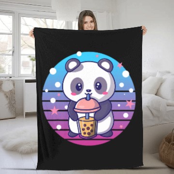 Discover Panda Pet Boba Tapioca Pearls Bubble Milk Tea Drink Panda Lover 5 Fleece Blankets
