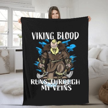 Discover Viking Blood Runs through my Veins Viking Raid Zip Fleece Blankets