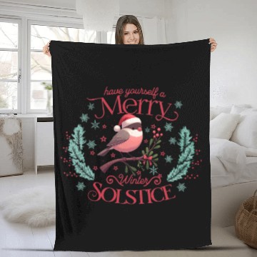 Discover Merry Winter Solstice Bird Wishing A Magical Winter Solstice Fleece Blankets