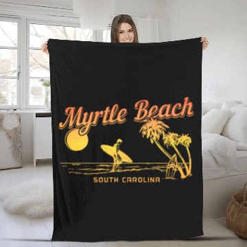 Discover Myrtle Beach South Carolina Surf vintages Surfer Fleece Blankets