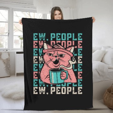 Discover Coffee Fun Retro Style Ew People Funny Cat Drinking Coffee Baseball Tees Fleece Blankets