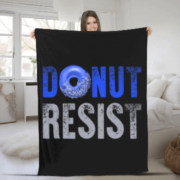Discover Police Officer Thin Blue Line Donut Resist Joke Gift Fleece Blankets
