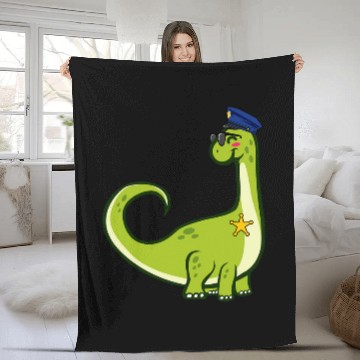 Discover Police Officer Cop Law Enforcement Brontosaurus Dinosaur Zip Fleece Blankets
