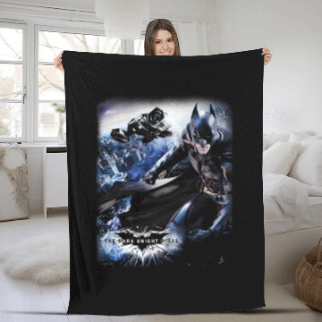 Discover The Dark Knight Rises Batman The Bat Flying Over Gotham Fleece Blankets
