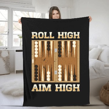 Discover Strategy Board Game Lover Dice Roll Backgammon Fleece Blankets