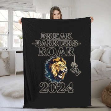 Discover Lion Pet BREAK BARRIERSROAR INTO 2024 LIKE A COURAGEOUS LION Fleece Blankets