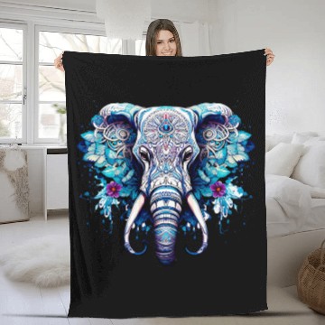 Discover Elephant Pet Sugar Skull Elephant Decorated Elephant Halloween Graphic Fleece Blankets