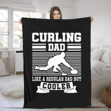Discover Mens Curling Dad Curler Papa Fathers Day Fleece Blankets