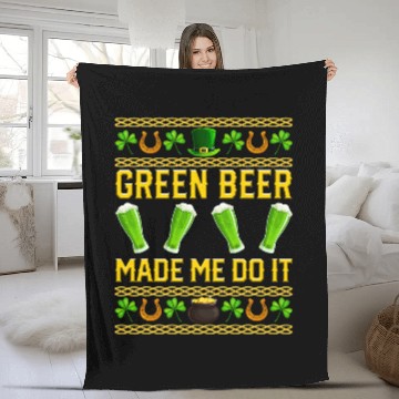 Discover Beer Fun Green Beer Made Me Do It St Patrick s Day Drinking Baseball Tees Fleece Blankets