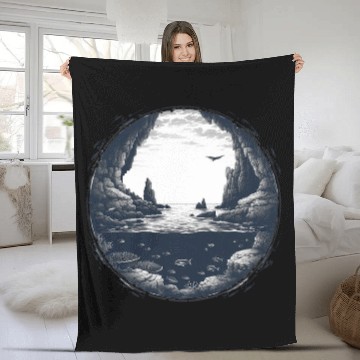 Discover Underwater Cave in the Sea with Coral Fleece Blankets