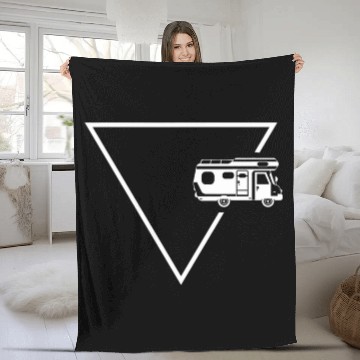 Discover Triangle and camper on the edge of the triangle pyramid Ab Fleece Blankets