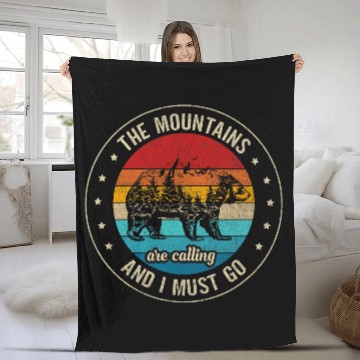 Discover The Mountains Are Calling And I Must Go Wildlife Bear Forest Fleece Blankets
