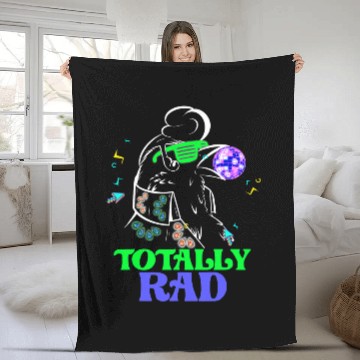 Discover Totally Rad Retro Raven Disco 70s 80s Rock And Roll Fleece Blankets