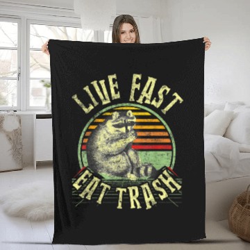 Discover Raccoon Pet Live Fast Eat Trash Retro Distressed 2 Fleece Blankets
