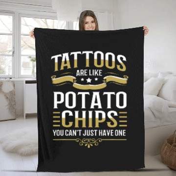 Discover Tattoos Are Like Potato Chips Funny Tattoo Lover Zip Fleece Blankets