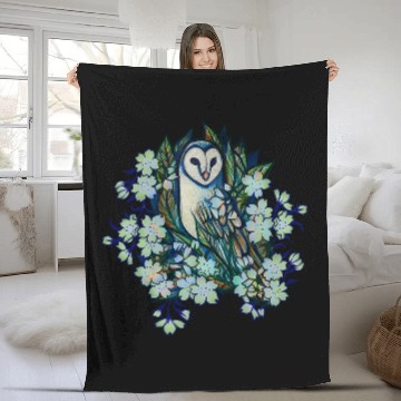 Discover Owl Pet Floral Barn Owl Fleece Blankets