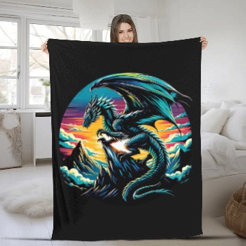 Discover Dragon Pet Dawn Watcher The Dragon s Sunrise Vigil Zip Fleece Blankets