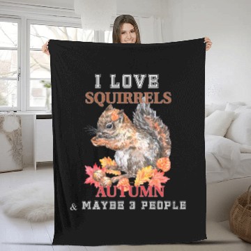 Discover Squirrel Pet I Love Squirrels Autumn 3 People Fall Leaves Fleece Blankets
