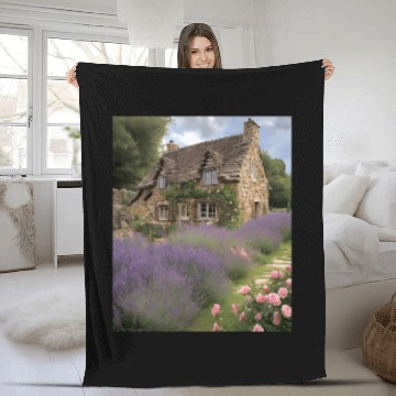 Discover Stone Cottage Garden Roses Lavender Fleece Blankets