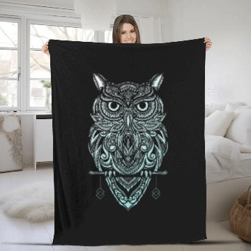 Discover Owl Pet Bohemian Henna Style Owls Boho Owl Fleece Blankets