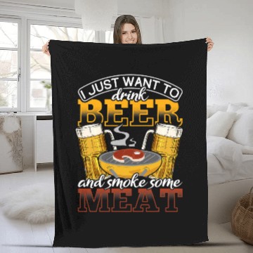 Discover Beer Fun Grilling Meats Fleece Blankets
