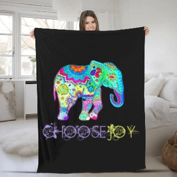 Discover Elephant Pet Choose Joy Elephant Mandala Inspirational Motivational Fleece Blankets