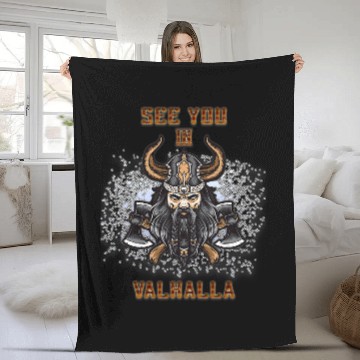 Discover See You in Valhalla Viking Warriors Norse Fleece Blankets