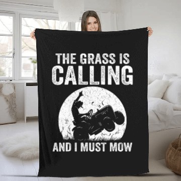 Discover The Grass Is Calling I Must Mow Gardening Grass Lawn Care Fleece Blankets