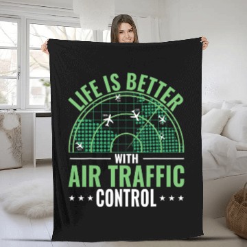 Discover Life is Better with Air Traffic Control men ATC Airport Baseball Tees Fleece Blankets