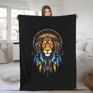Discover Lion Pet Dreamcatcher Native American Indian Feathers Tribal Baseball Tees Fleece Blankets
