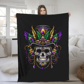 Discover Mardi Gras Skull Top Hat New Orleans Witch Doctor Voodoo Baseball Tees Fleece Blankets