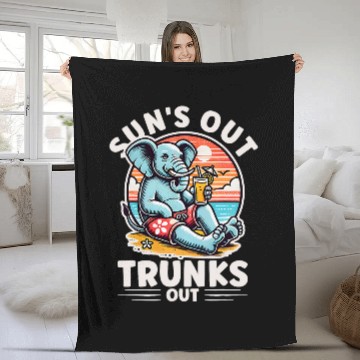 Discover Elephant Pet Sun s Out Trunks Out Elephant at Beach Baseball Tees Fleece Blankets