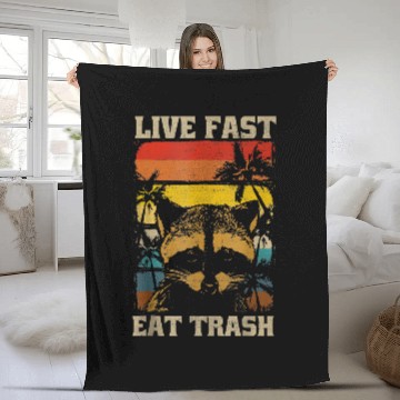 Discover Raccoon Pet live fast eat trash panda 3 Fleece Blankets