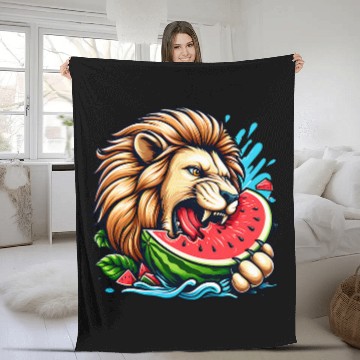 Discover Lion Pet Eating Watermelon 1 Baseball Tees Fleece Blankets