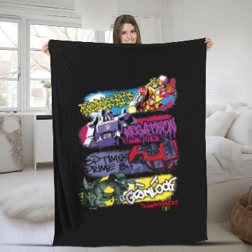Discover Transformers Classic Characters Graffiti Panels Mashup Fleece Blankets