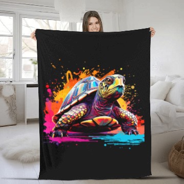 Discover Splash Art Box Turtle Lover Colorful Baseball Tees Fleece Blankets