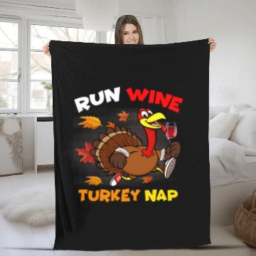 Discover Wines Fun Run Wines Turkey Nap Thanksgiving Drinking Running Fleece Blankets