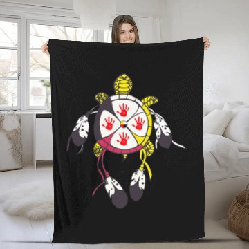 Discover Turtle Pet medicines Wheel MMIW Native American turtle Fleece Blankets