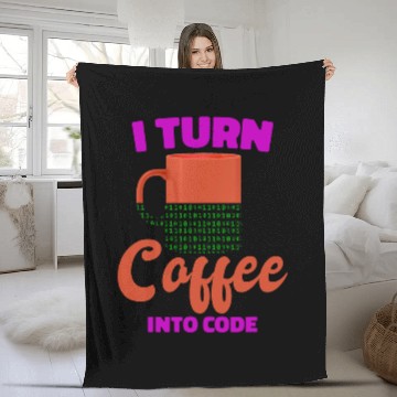 Discover Coffee Fun I Turn Coffee Into Code Programmer Computer Science Zip Fleece Blankets