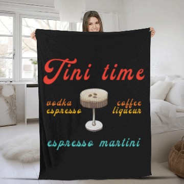 Discover Coffee Fun Tini Time Vodka Espresso Coffee Retro Fleece Blankets