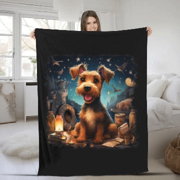 Discover Airedale Terrier Tooth Fairy Dental Hygiene Fleece Blankets