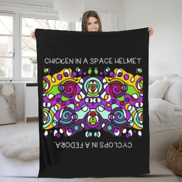 Discover Chicken Lover and Cyclops Neurographic Art Design with Red Zip Fleece Blankets