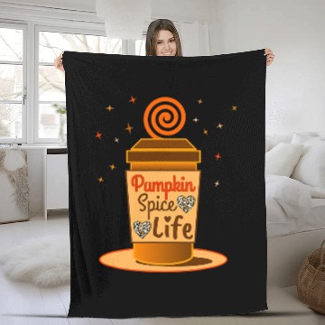 Discover Coffee Fun Pumpkin Spice Fall Harvest Coffee Lover Gift Halloween Fleece Blankets
