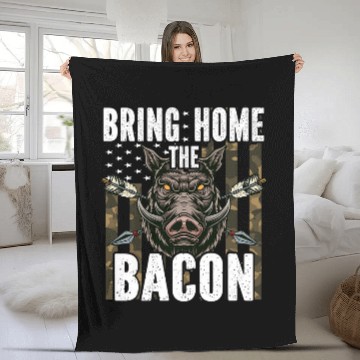 Discover Bring homes The Bacon Hog Hunting Men Boar Wild Pig Hunter Baseball Tees Fleece Blankets